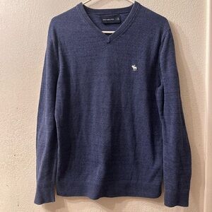 Abercrombie & Fitch Men’s Blue V-Neck Pullover Sweater Moose logo. Size M.
